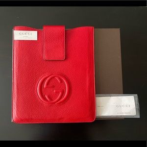 Gucci Red Soho Leather Ipad Case